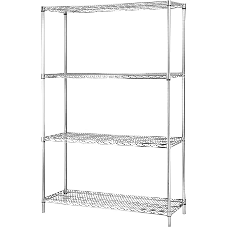 Lorell® Industrial Chrome Wire Shelving Starter Kit, 48" W x 18"D, Steel/Chrome