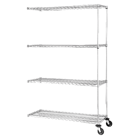Lorell® Industrial Wire Shelving Add-On Unit, 48"W x 18"D, Chrome