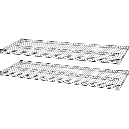 Lorell® Industrial Wire Shelving Extra Shelves, 48"W x 18"D, Chrome, Set Of 2