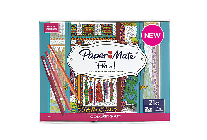 Paper Mate® Flair Fabulous Closets Coloring Kit, Fine Point, Assorted Barrel Colors, Assorted Ink Colors