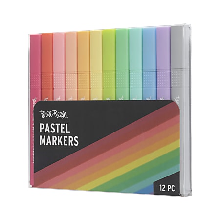 Brea Reese Pastel Markers, Pack Of 12 Markers, Chisel Point, Pastel Ink  Colors