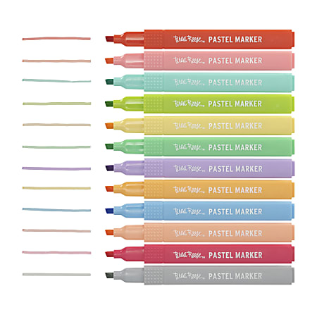 Brea Reese Pastel Markers Pack Of 12 Markers Chisel Point Pastel Ink Colors  - Office Depot