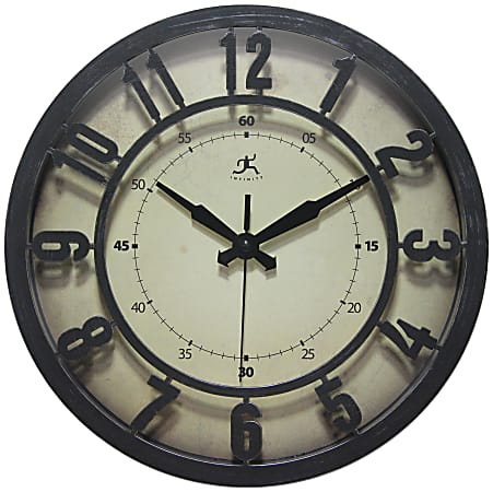 Infinity Instruments 3D Wall Clock, 12"H x 12"W x 1-1/2"D, Black