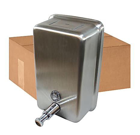 Genuine Joe Stainless Vertical Soap Dispenser - Manual - 1.25 quart Capacity - Stainless Steel - 24 / Carton