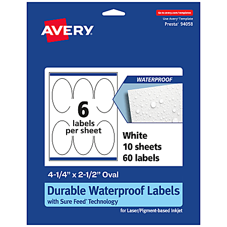 Avery® Waterproof Permanent Labels With Sure Feed®, 94058-WMF10,