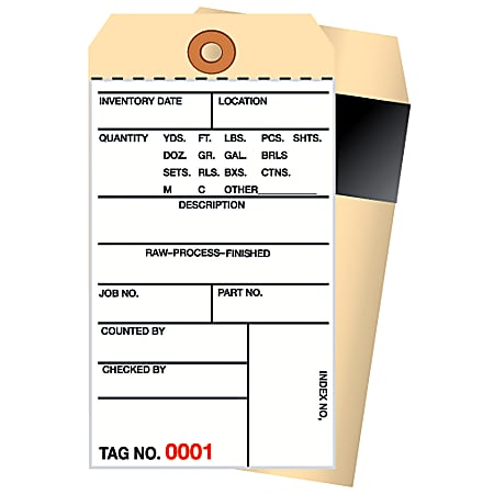 Manila Inventory Tags, 2-Part Carbon Style, 0-499, Box Of 500