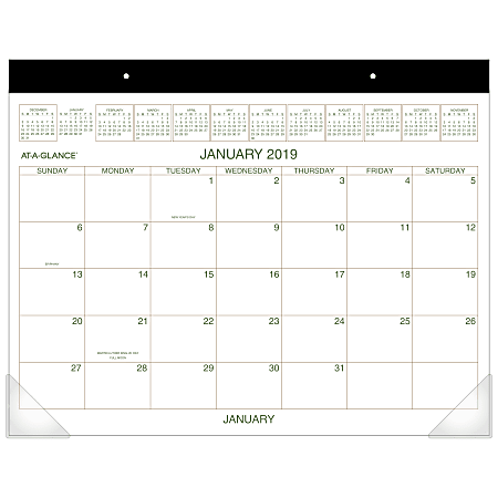 AT-A-GLANCE® 2-Color Monthly Desk Pad Calendar, 21 3/4" x 17", January to December 2019