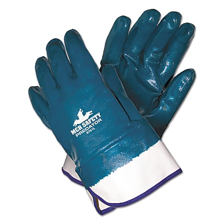Memphis Glove Nitrile-Coated Cotton Gloves, Unisex, Large, Blue, 12-Pack
