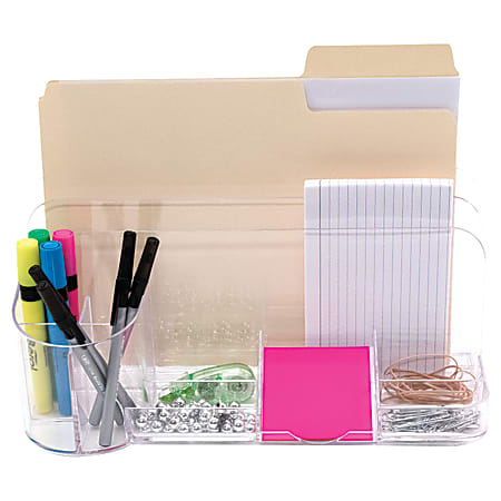  My Space Organizers Pink Desk Organizer Office, Acrylic, with  Drawer, 9 Compartments, Supplies and Cool Desk Accessories Organizer,  Desktop Pen Holder (Pink) : Office Products