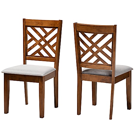 Baxton Studio Caron Dining Chairs, Gray/Walnut Brown, Set Of 2 Chairs