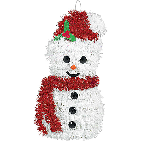 Amscan Christmas 3D Tinsel Snowmen, 6-1/2”H x 3-1/2”W