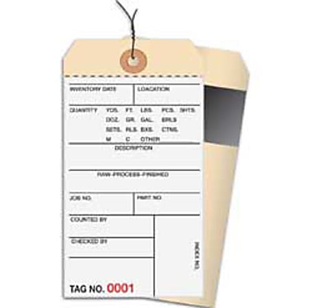 Prewired Manila Inventory Tags, 2-Part Carbon Style, 0-499, Box Of 500