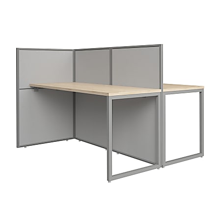 Bush Business Furniture Easy Office 60-inch 2 Person Cubicle Desk with Low Panels, Natural Elm, Standard Delivery