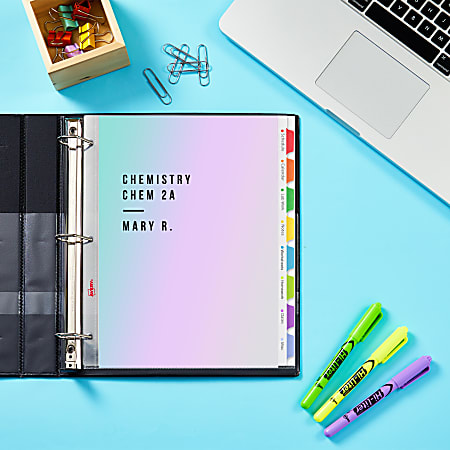 Avery® Clear Easy View Durable Plastic Dividers For 3 Ring Binders, 8-1/2" x 11", 8-Tab, Bright Multicolor, 1 Set