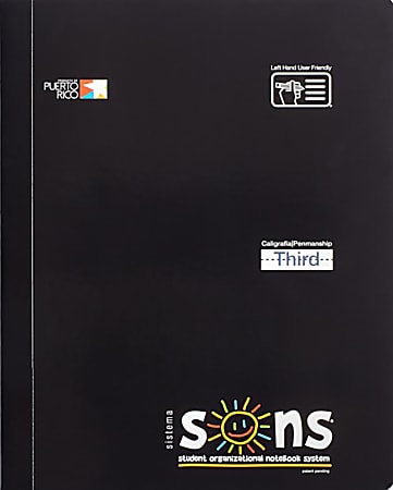 SONS System Third Notebooks, 9-3/4" x 7-1/2", 1 Subject, Primary Rule, 200 Sheets, Black