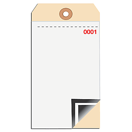 B O X Packaging Manila Inventory Tags, Blank 3-Part With Carbon, 0-499, Box Of 500