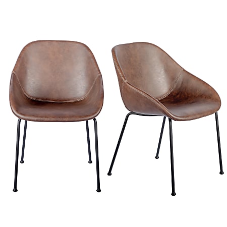 Eurostyle Corinna Side Chairs, Brown/Matte Black, Set Of 2 Chairs