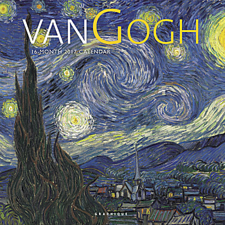 Graphique De France 16-Month Wall Calendar, 12" x 12", Van Gogh, January 2017–April 2018