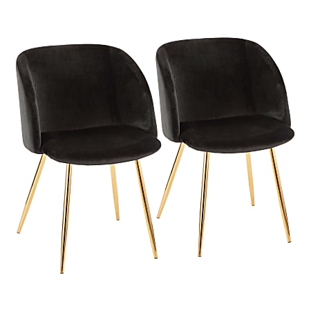 LumiSource Fran Dining Chairs, Black/Gold, Set Of 2 Chairs