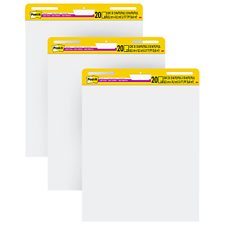 Post-it® Super Sticky Easel Pads, 25" x 30", 3 Pads, 20 Sheets/Pad, School Supplies for Classrooms, White