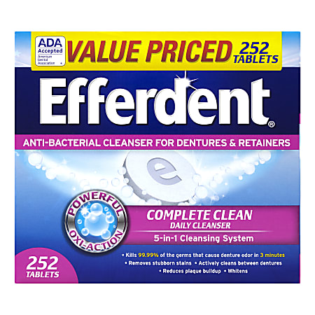 Efferdent Anti-Bacterial Denture Cleanser Tablets, Pack Of 252 Tablets