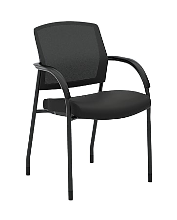 HON® Lota Stacking Multi-Purpose Side Chair, Fixed Loop Arms, Black