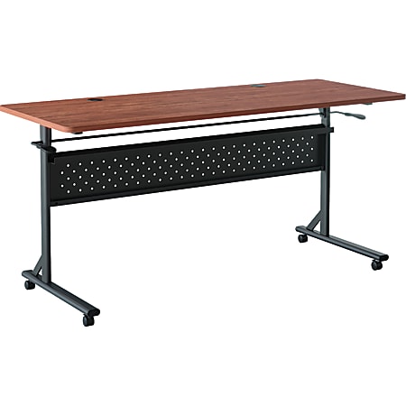 Lorell® Shift 2.0 Flip & Nesting Mobile Table, 29-1/2”H x 60”W x 24”D, Cherry/Black