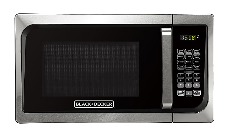 Black+Decker EM925AJK-P1 0.9 Cu Ft Pull Handle Microwave, Stainless Steel