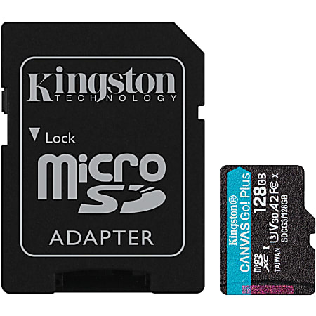 Kingston Canvas Go! Plus 128 GB Class 10/UHS-I (U3) microSDXC - 170 MB/s Read - 90 MB/s Write - Lifetime Warranty
