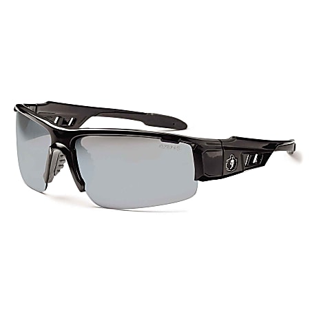 Ergodyne Skullerz® Safety Glasses, Dagr, Black Frame, Silver Mirror Lens