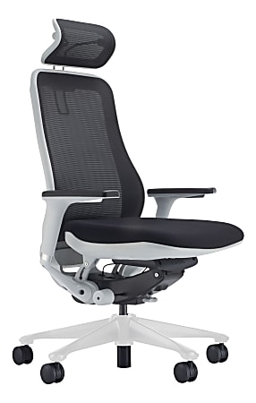 Koplus Symbian Ergonomic Mesh/Fabric High-Back Executive Chair, Midnight Black/White