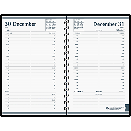 SKILCRAFT® Daily Appointment Planner, 5" x 8", White/Blue, January to December 2019 (AbilityOne 7530-01-600-7586)
