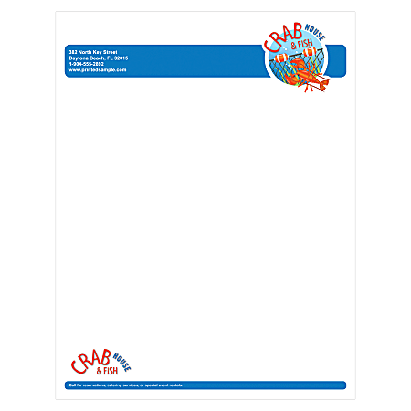Custom Full-Color Flat Print Stationery Letterhead, 8-1/2" x 11", White Bond, Box Of 250