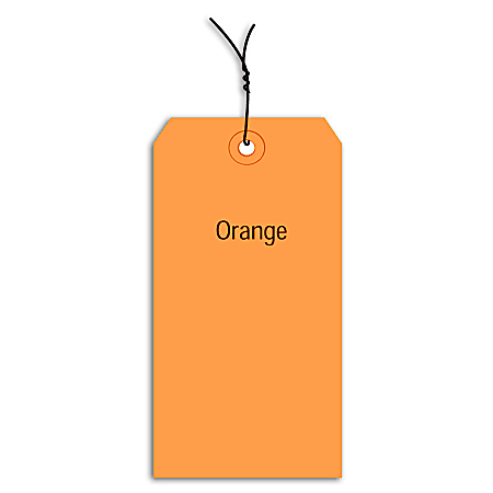 Partners Brand Prewired Color Shipping Tags, #1, 2 3/4" x 1 3/8", Orange, Box Of 1,000
