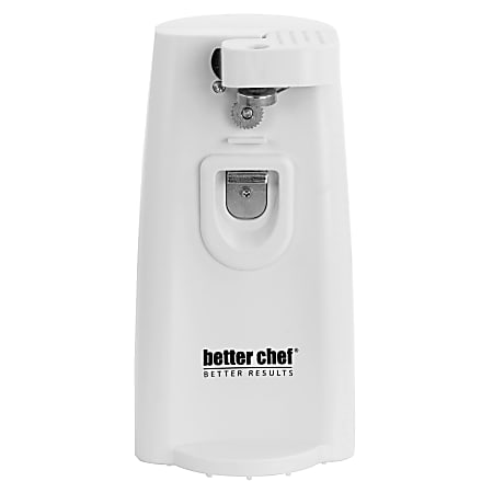 Better Chef Deluxe Electric Can Opener With Built-In Knife Sharpener And Bottle Opener, White