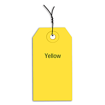 Partners Brand Prewired Color Shipping Tags, #2, 3 1/4" x 1 5/8", Yellow, Box Of 1,000