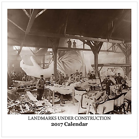 Retrospect Monthly Square Wall Calendar, 12 1/4" x 12", Landmarks Under Construction, January to December 2017