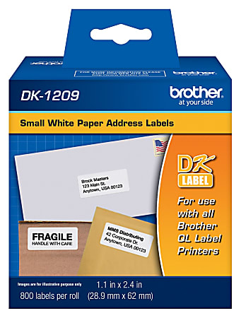 Brother DK-1209 Small Address Labels, White, 2 1/2"