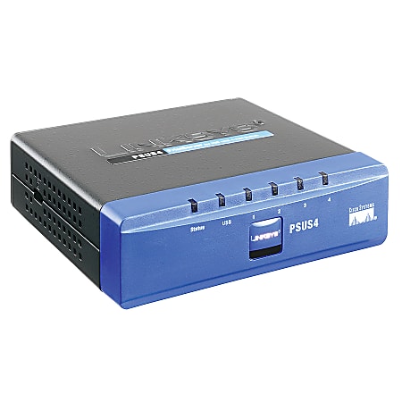 Linksys® PSUS4 Print Server For USB and 4-Port Ethernet Switch
