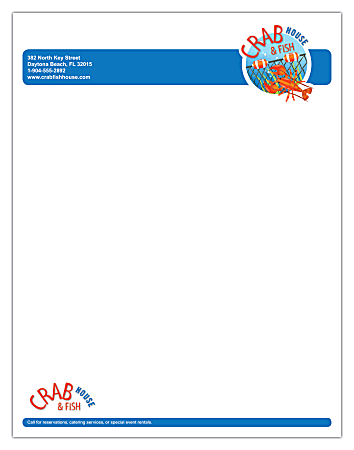 Custom Full-Color Raised Print Stationery Letterhead, 8 1/2" x 11", White Bond, Box Of 250