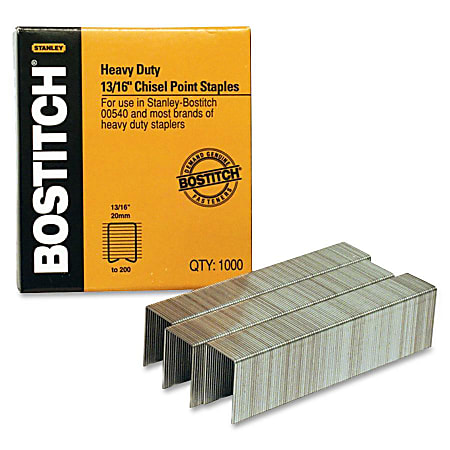 Bostitch® Premium Heavy-Duty Staples, 13/16" Size, Half-Strip, Box Of 1,000