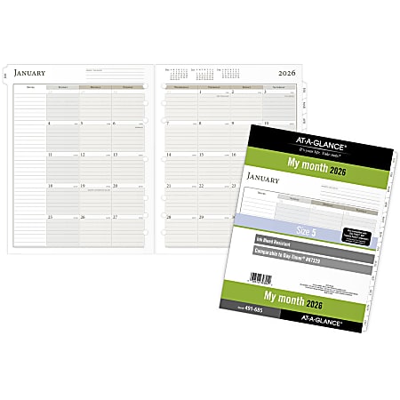 AT A GLANCE 2026 Monthly Planner Refill Loose Leaf Folio Size 8 12 x 11 ...