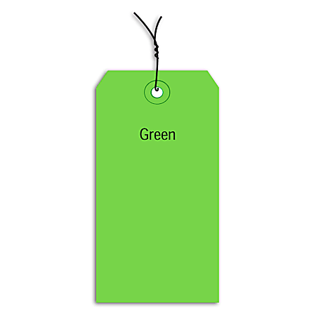 Partners Brand Prewired Color Shipping Tags, #3, 3 3/4" x 1 7/8", Green, Box Of 1,000