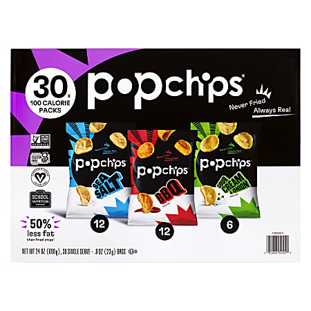 Popchips Variety Pack, 0.8 Oz, Pack Of 30 Bags