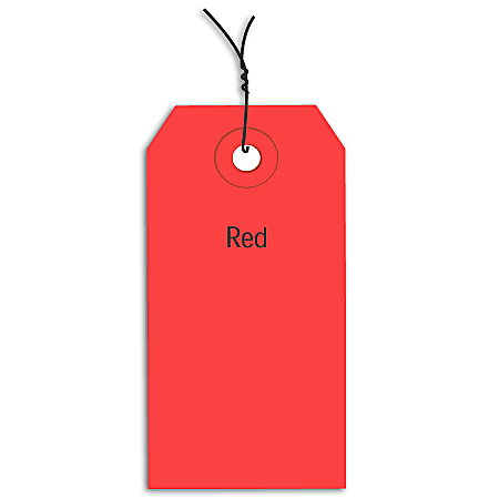 Partners Brand Prewired Color Shipping Tags, #3, 3 3/4" x 1 7/8", Red, Box Of 1,000