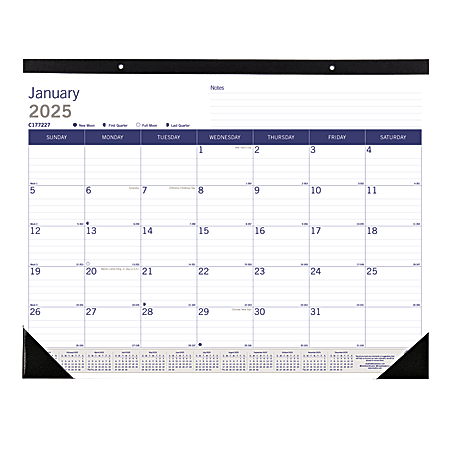 2025 Blueline DuraGlobe Monthly Desk Pad Calendar, 22" x 17", January to December, C177227