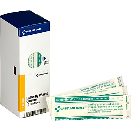 First Aid Only Butterfly Wound Closure Bandages - 10/Box - White First Aid Only Butterfly Wound Closure Bandages - 10/Box - White