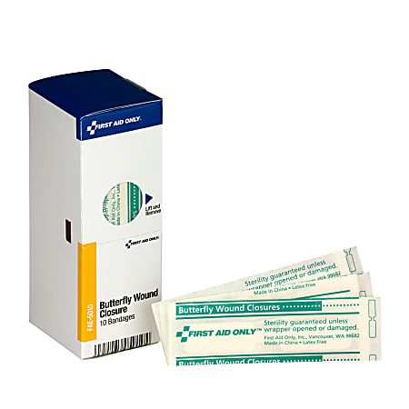 First Aid Only Butterfly Wound Closure Bandages - 10/Box - White First Aid Only Butterfly Wound Closure Bandages - 10/Box - White