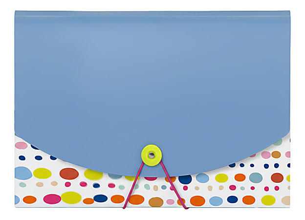 Office Depot® Brand 13-Pocket Poly Expanding File, Letter Size, Blue/Dots