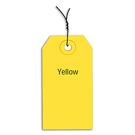 Partners Brand Prewired Color Shipping Tags, #4, 4 1/4" x 2 1/8", Yellow, Box Of 1,000